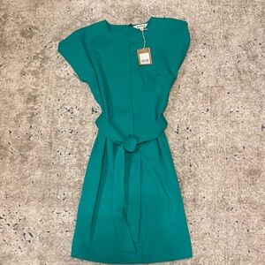 Boden Teal Midi Dress with Tie Waist - Size 2R - NWT
